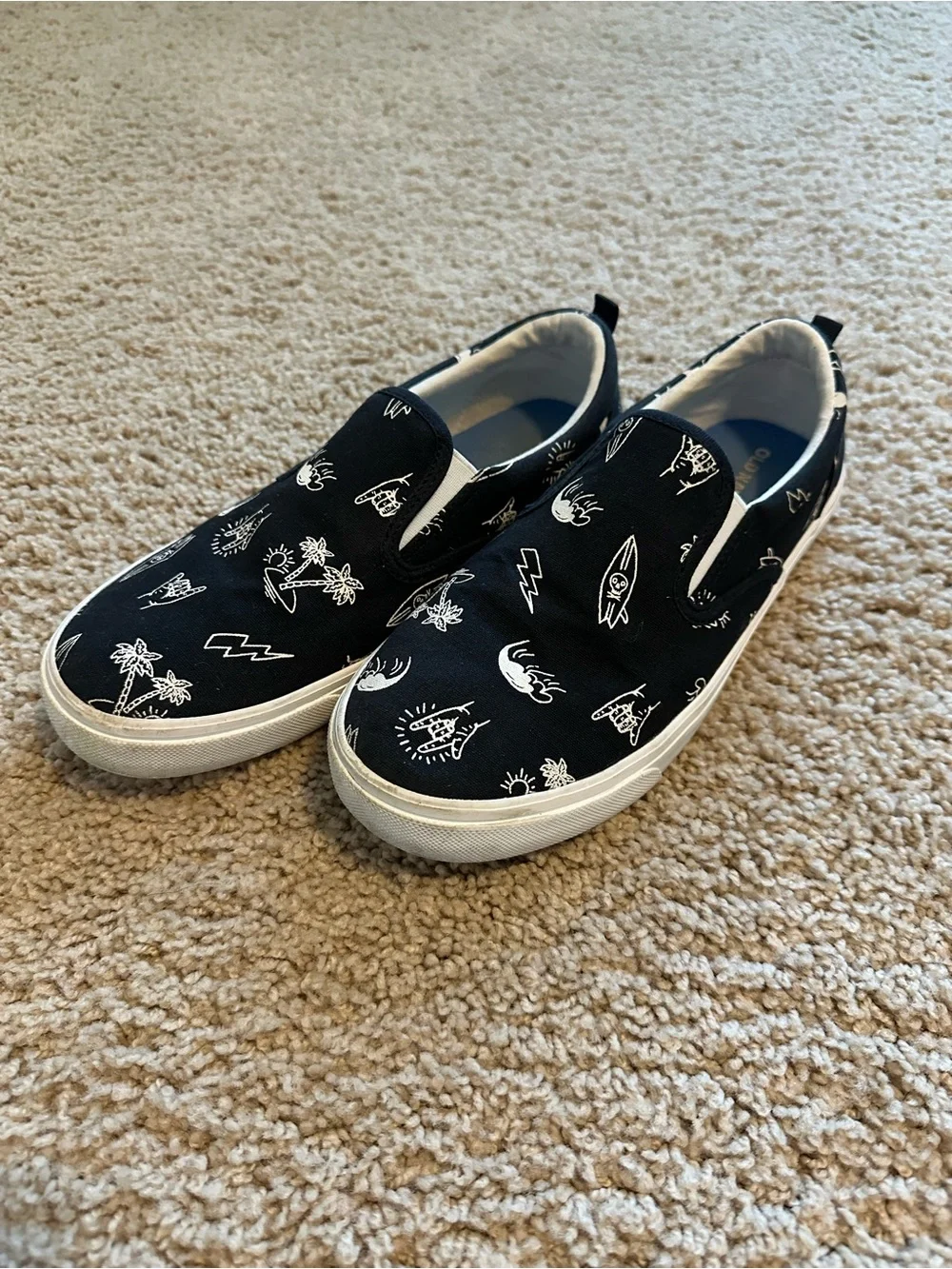 Old Navy Black Slip-On Kids Sneakers with White Graphic Print